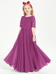Lace Top Half Sleeved Junior Bridesmaids Dresses Orchid