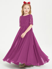 Lace Top Half Sleeved Junior Bridesmaids Dresses Orchid
