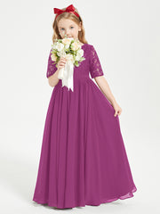 Lace Top Half Sleeved Junior Bridesmaids Dresses Orchid
