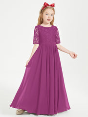 Lace Top Half Sleeved Junior Bridesmaids Dresses Orchid