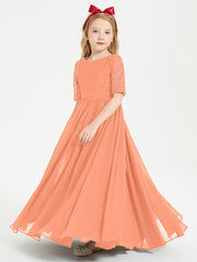 Lace Top Half Sleeved Junior Bridesmaids Dresses Papaya