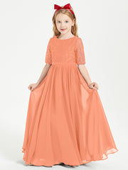 Lace Top Half Sleeved Junior Bridesmaids Dresses Papaya