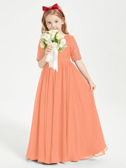 Lace Top Half Sleeved Junior Bridesmaids Dresses Papaya