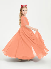 Lace Top Half Sleeved Junior Bridesmaids Dresses Papaya