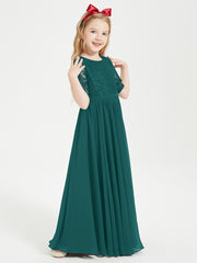 Lace Top Half Sleeved Junior Bridesmaids Dresses Peacock