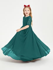 Lace Top Half Sleeved Junior Bridesmaids Dresses Peacock
