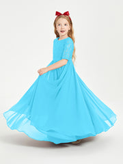 Lace Top Half Sleeved Junior Bridesmaids Dresses Pool