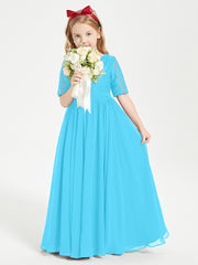 Lace Top Half Sleeved Junior Bridesmaids Dresses Pool