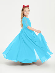 Lace Top Half Sleeved Junior Bridesmaids Dresses Pool
