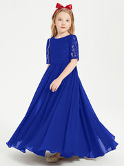 Lace Top Half Sleeved Junior Bridesmaids Dresses Royal Blue