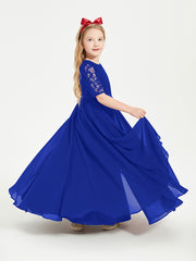 Lace Top Half Sleeved Junior Bridesmaids Dresses Royal Blue
