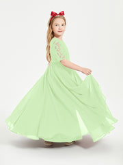 Lace Top Half Sleeved Junior Bridesmaids Dresses Sage