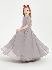 Lace Top Half Sleeved Junior Bridesmaids Dresses Silver