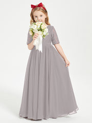 Lace Top Half Sleeved Junior Bridesmaids Dresses Silver