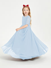 Lace Top Half Sleeved Junior Bridesmaids Dresses Sky Blue