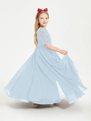 Lace Top Half Sleeved Junior Bridesmaids Dresses Sky Blue