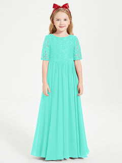 Lace Top Half Sleeved Junior Bridesmaids Dresses Spa