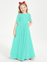 Lace Top Half Sleeved Junior Bridesmaids Dresses Spa