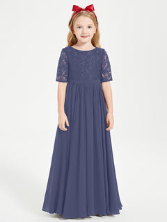 Lace Top Half Sleeved Junior Bridesmaids Dresses Stormy