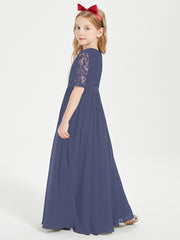 Lace Top Half Sleeved Junior Bridesmaids Dresses Stormy
