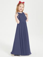 Lace Top Half Sleeved Junior Bridesmaids Dresses Stormy