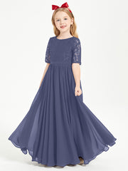 Lace Top Half Sleeved Junior Bridesmaids Dresses Stormy