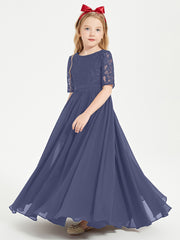 Lace Top Half Sleeved Junior Bridesmaids Dresses Stormy