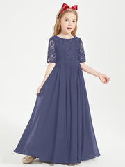 Lace Top Half Sleeved Junior Bridesmaids Dresses Stormy