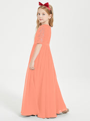 Lace Top Half Sleeved Junior Bridesmaids Dresses Sunset
