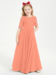 Lace Top Half Sleeved Junior Bridesmaids Dresses Sunset