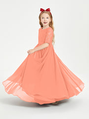 Lace Top Half Sleeved Junior Bridesmaids Dresses Sunset
