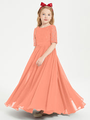 Lace Top Half Sleeved Junior Bridesmaids Dresses Sunset