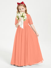 Lace Top Half Sleeved Junior Bridesmaids Dresses Sunset