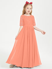 Lace Top Half Sleeved Junior Bridesmaids Dresses Sunset