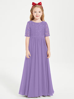 Lace Top Half Sleeved Junior Bridesmaids Dresses Tahiti