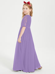 Lace Top Half Sleeved Junior Bridesmaids Dresses Tahiti