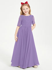 Lace Top Half Sleeved Junior Bridesmaids Dresses Tahiti