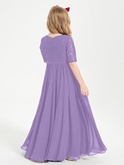 Lace Top Half Sleeved Junior Bridesmaids Dresses Tahiti