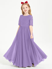 Lace Top Half Sleeved Junior Bridesmaids Dresses Tahiti