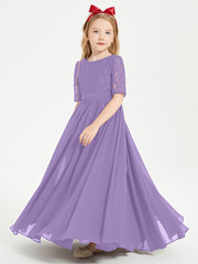 Lace Top Half Sleeved Junior Bridesmaids Dresses Tahiti