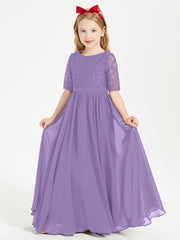 Lace Top Half Sleeved Junior Bridesmaids Dresses Tahiti