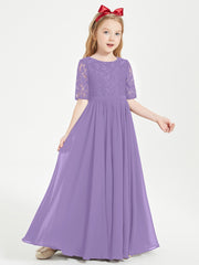 Lace Top Half Sleeved Junior Bridesmaids Dresses Tahiti