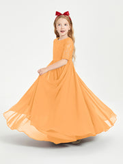 Lace Top Half Sleeved Junior Bridesmaids Dresses Tangerine