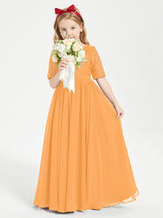 Lace Top Half Sleeved Junior Bridesmaids Dresses Tangerine