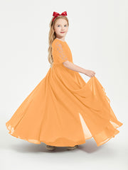Lace Top Half Sleeved Junior Bridesmaids Dresses Tangerine