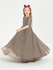 Lace Top Half Sleeved Junior Bridesmaids Dresses Taupe