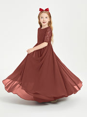 Lace Top Half Sleeved Junior Bridesmaids Dresses Terracotta