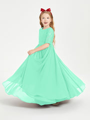 Lace Top Half Sleeved Junior Bridesmaids Dresses Turquoise