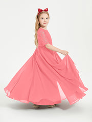 Lace Top Half Sleeved Junior Bridesmaids Dresses Watermelon