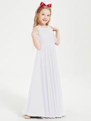 Lace Top Half Sleeved Junior Bridesmaids Dresses White